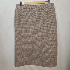 Vintage Wool Neutral Tweed Pencil Skirt By Vympel Size 52 (XL ish)